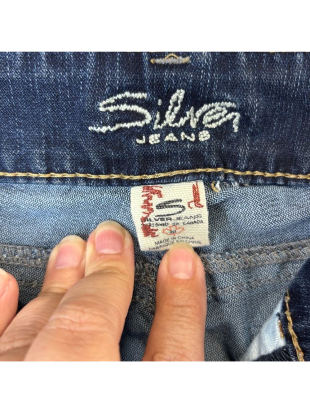 Silver Suki Womens 30 x 32 Jeans Bootcut Dark Wash Contrast Stitching Blue Denim - Picture 6 of 13